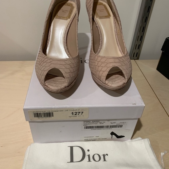 DIOR Miss Dior Peep Toe platform nude python  37.5 NIB - Picture 6 of 10